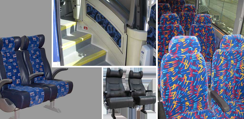 Seat covers and seat parts,seat belts, new and used coach seating